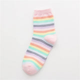 Sohiwoo Striped Novelty Socks for Girls, Red, Pink, Rainbow Color, Novelty, Young Art, Funny Hipster, Street Dance Gift