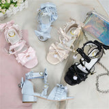 Sohiwoo Japanese Sweet Style Cosplay Lolita Girls Shoes Kawaii Lolita Bare Toes Bow Hair Ball Buckle Straps 3.8cm Low Heel PU Shoes