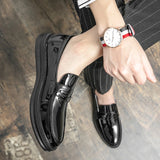 Sohiwoo  Platform Shoes Loafers Original Men Patent Leather Wedding Shoes Black Formal Business Luxury Slip-on Casual Leather Shoes