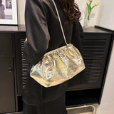 Sohiwoo Women's Leather Silver Cloud Bag Luxury Ladies Party Clutch Purse Design Female Gold Small Crossbody Bag Female Handbags