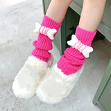 Sohiwoo New Lovely Children Korean Lolita Style 27cm Leg Warmers Kids Knitted Warm Foot Cover for Girls Elastic Tube Socks Y2K Gloves