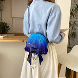 Sohiwoo Japanese Cute Lolita Messenger Bags Dreamy Creative Jellyfish Shoulder Bag For Women Pearl Bow Rivet Contrast Color Purse