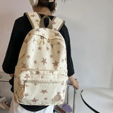 Sohiwoo White Star Printed Solid Backpack Bookbag Student Back To School Casual Fashion Nylon Travel  Women's Large Backpacks