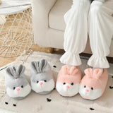 Sohiwoo Cute Cartoon Rabbit Cotton Slippers Pack Heel Home Soft Non-slip Warm Breathable Indoor Plush Shoes