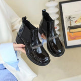 Sohiwoo Booties Round Toe Footwear Rhinestone Black Short Shoes for Woman Chelsea Women's Ankle Boots Autumn Sale Goth Trend 2024 New In