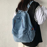 Sohiwoo Washed Denim Blue Backpack College Style Women Backpack Student School Bags For Teenage Girls Travel Rucksacks Mochilas