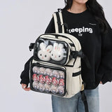 Sohiwoo Function Women Backpacks Harajuku Designer Large Capacity Students Ita Bags Short Trip Mochilas with Detachable Chest Bag