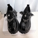 Sohiwoo Metal Chain Platform Lolita Gothic Shoes Woman 2024 Spring College Style Patent Leather Pumps Women Japan School Uniform Shoes