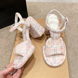 Sohiwoo Summer Women Casual Sandals Mary Jane Block Heeled Open Toe Buckled Strap Platform Sandals Chunky Mary Janes Shoes