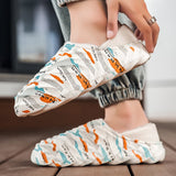 Sohiwoo Slippers Men Outdoor Waterproof Warm Sneaker Slippers Women Non-Slip Indoor Plush Home Footwear Thick Platform Shoes Winter