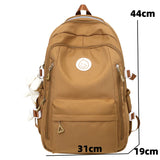 Sohiwoo New Multiple Pockets Waterproof Nylon Women Backpack Female Solid Color Travel Bag Unisex Preppy School Bag Men Cool Rucksack