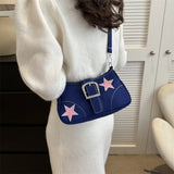 Sohiwoo Y2K Star Chain Shoulder Bag Women Casual Crescent Bags Versatile Satchel Girls Hobo Bag Crossbody Armpit Bag Girl Stylish Purses