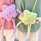 Sohiwoo Cute Star Plush Doll Bag Kawaii Can Be Pull Shoulder Bag Handbag Messenger Bag Fashion Large Capacity Women Bag Purse Mini Bag