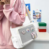 Sohiwoo Candy Colour Cute Shoulder Bag Anime Expo Transparent Badge Display Messenger Bag Women Doll Itabag Crossbody Bag