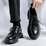 Sohiwoo New Trending Brogues Classic Men Dress Shoes Men Oxfords Patent Leather Shoes Lace Up Formal Black Leather Wedding Party Shoes