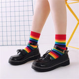 Sohiwoo Striped Novelty Socks for Girls, Red, Pink, Rainbow Color, Novelty, Young Art, Funny Hipster, Street Dance Gift