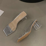 Sohiwoo Transparent Crystal Slippers for Summer Wear New Sandals with High Heels