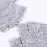 Sohiwoo 1Pair Unisex Black Half Finger Fingerless Gloves for Women Men  Knitted Elegant Wrist Arm Winter Warm Work Driving Mittens