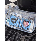 Sohiwoo Y2K Trend Denim Shoulder Bag Women Tie Dye Idol Card Ita Bags Subculture Harajuku Crossbody Bag Female Bolsos Mujer