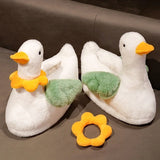 Sohiwoo Cute Cartoon Duck Fluffy Slippers For Woman Winter Warm Shoes Soft Plush Funny Flower Girls Indoor Home Floor Slipper