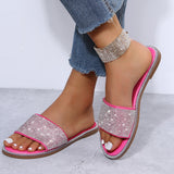 Sohiwoo  Women Glitter Rhinestone Flat Slippers Slide Sandals