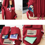 Sohiwoo 5Pcs Kawaii Backpack Set Preppy Style School Bag With Tote Bag & Crossbody Bag & Pencil Case & Drawstring Purse