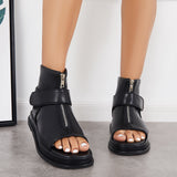 Sohiwoo Black High Top Platform Heel Sandals Slingback Ankle Boots