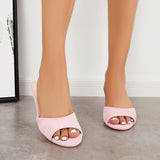 Sohiwoo Peep Toe Low Kitten Heel Mules Slip on Dress Sandals