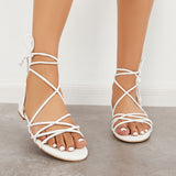 Sohiwoo Women Lace up Criss Cross Strappy Sandals Ankle Wrap Beach Sandals