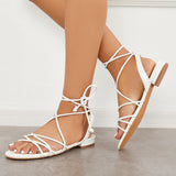 Sohiwoo Women Lace up Criss Cross Strappy Sandals Ankle Wrap Beach Sandals