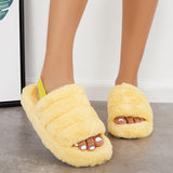 Sohiwoo Women Fuzzy Fur Slippers Fluffy Elastic Back Straps Slide Shoes