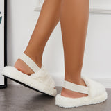 Sohiwoo Women Fuzzy Fur Slippers Fluffy Elastic Back Straps Slide Shoes