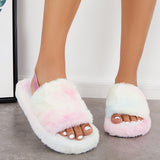 Sohiwoo Women Warm Faux Fur Slippers Fuzzy Elastic Back Straps Slide Shoes