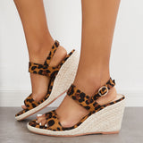 Sohiwoo  Imilybela Open Toe One Strap Platform Espadrilles Wedge Ankle Strap Sandals