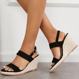 Sohiwoo  Imilybela Open Toe One Strap Platform Espadrilles Wedge Ankle Strap Sandals