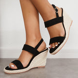 Sohiwoo Women Open Toe Platform Espadrilles Wedge Ankle Strap Slingback Sandals