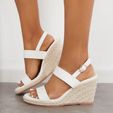 Sohiwoo  Imilybela Open Toe One Strap Platform Espadrilles Wedge Ankle Strap Sandals