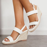 Sohiwoo  Imilybela Open Toe One Strap Platform Espadrilles Wedge Ankle Strap Sandals