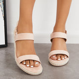 Sohiwoo  Imilybela Open Toe One Strap Platform Espadrilles Wedge Ankle Strap Sandals