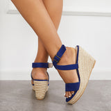 Sohiwoo  Women Criss-Cross Espadrille Wedge Platform Sandals