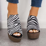 Sohiwoo Peep Toe Chunky Platform Heeled Dress Mules Slip on Sandals