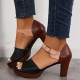 Sohiwoo woman formal Chunky Block Heel Sandals Open Toe Ankle Strap Heels