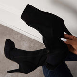 Sohiwoo Stretch Peep Toe Stilettos Ankle Boots High Heel Sock Booties