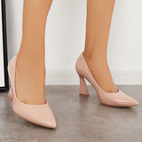 Sohiwoo woman formal Women Pointed Toe Block High Heel Pumps Dress Shoes