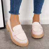 Women Slip on Platform Loafers Round Toe Work Shoes