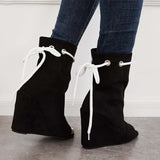 Sohiwoo Suede Peep Toe Wedge Booties High Heel Ankle Boots