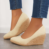 Sohiwoo woman formal Platform Espadrilles Wedge Sandals Closed Toe Slip on Pumps