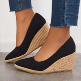 Sohiwoo woman formal Platform Espadrilles Wedge Sandals Closed Toe Slip on Pumps