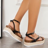 Sohiwoo  Women Espadrilles Platform Sandals Casual Daily Comfy Summer Sandals