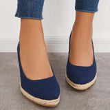 Sohiwoo woman formal Platform Espadrilles Wedge Sandals Closed Toe Slip on Pumps